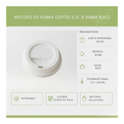 Wieczko do kubka 80mm białe 100szt - do kubków 200ml, gastronomia, c