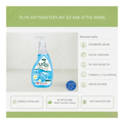 Mydło w płynie antybakteryjne do rąk 400ml z pompką, neutralne pH, na