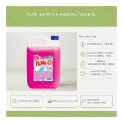 Płyn do mycia podłóg FLOOR 5L różowy, kwiatowy, bez smug Gold Drop